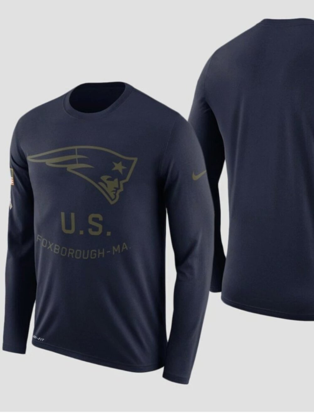 England Patriots NFL Men's Nike 2018 Salute To Service Blue Shirt